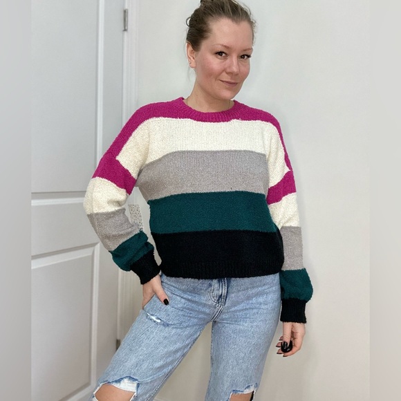 Multi Color Stripe pullover Sweater - Picture 2 of 9
